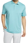 Peter Millar Jubilee Stripe Short Sleeve Stretch Jersey Polo In Blue River / Mint Leaf