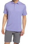 Peter Millar Jubilee Stripe Short Sleeve Stretch Jersey Polo In Deep Ocean / Petal Purple