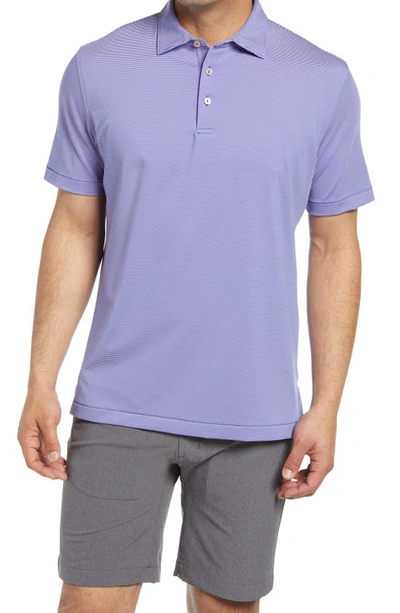 Peter Millar Jubilee Stripe Short Sleeve Stretch Jersey Polo In Deep Ocean / Petal Purple