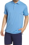 Peter Millar Jubilee Stripe Short Sleeve Stretch Jersey Polo In Deep Ocean / Wave Break