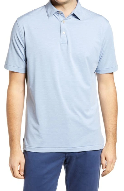 Peter Millar Jubilee Stripe Short Sleeve Stretch Jersey Polo In Lake Blue/ British Grey