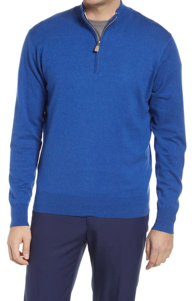 Peter Millar Crown Quarter Zip Pullover In Deep Ocean