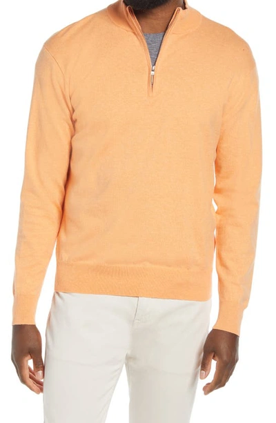 Peter Millar Men's Crown Soft Quarter-zip Sweater In Orange Nectar