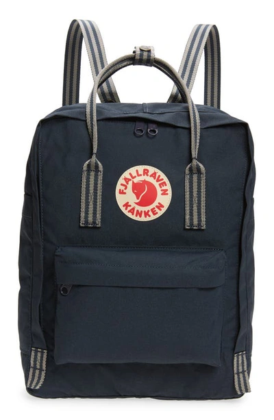 Fjall Raven Kånken Water Resistant Backpack In Navy-long Stripes