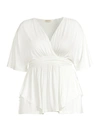 Kiyonna Promenade Layered Short Sleeve Top In Ivory