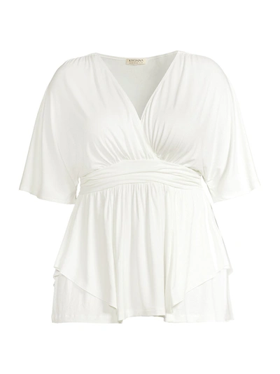 Kiyonna Promenade Layered Short Sleeve Top In Ivory