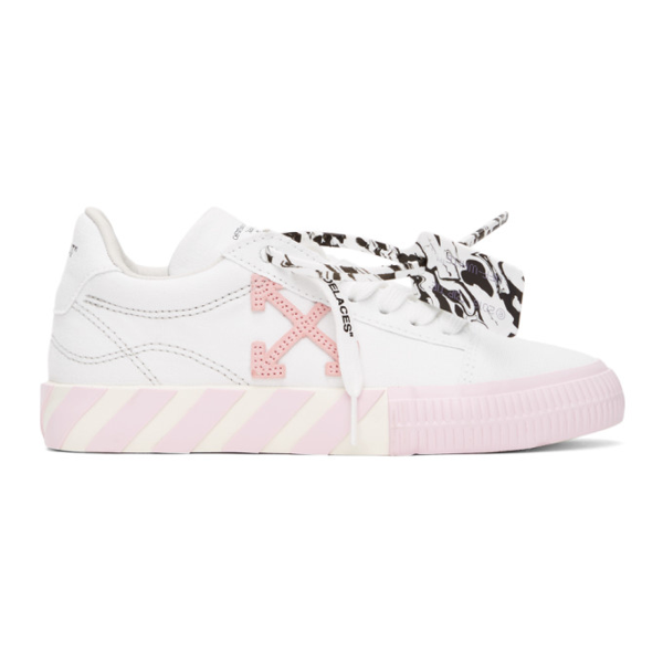 off white low vulcanized sneakers pink