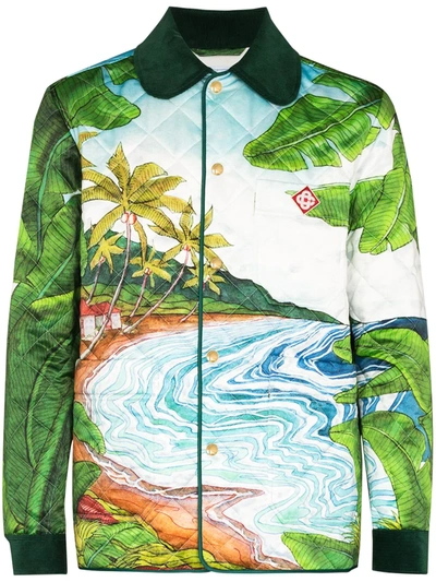 Casablanca Idyllic-print Quilted Shirt Jacket In Multicolor