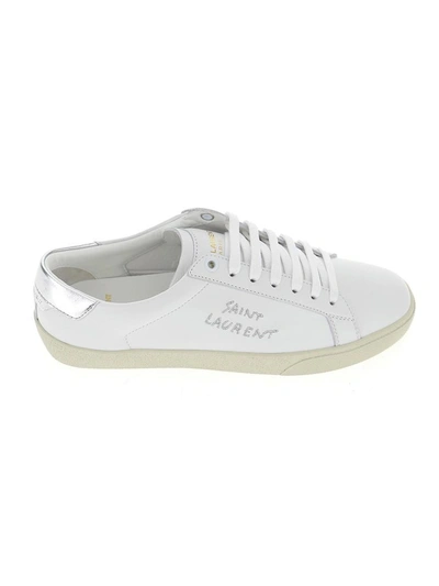 Saint Laurent Court Classic Sl/06 Embroidered Sneakers In White