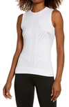 Blanc Noir Sleeveless Mesh Infinity Top In White