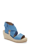 Eileen Fisher Willow Leather Espadrille Sandal, Black In Blue Leather