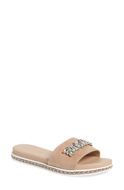Karl Lagerfeld Women's Bijou Slide Sandals Women's Shoes In Latte Suede