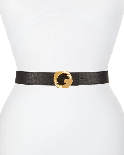 Givenchy Deerskin G Chain Buckle Leather Belt In Black/gold