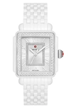 Michele Women's Deco Madison Diamond & White Ceramic Bracelet Watch