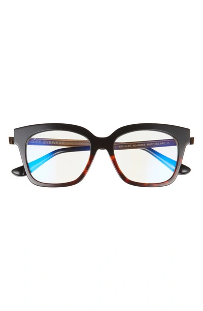 Diff Bella Xs 50mm Blue Light Filtering Glasses In Black / Tortoise/ Clear