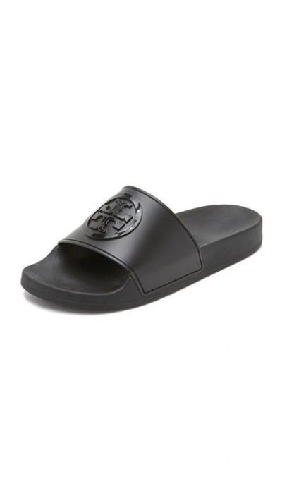 Tory Burch Jelly Anatomic Flat Slides In Black | ModeSens