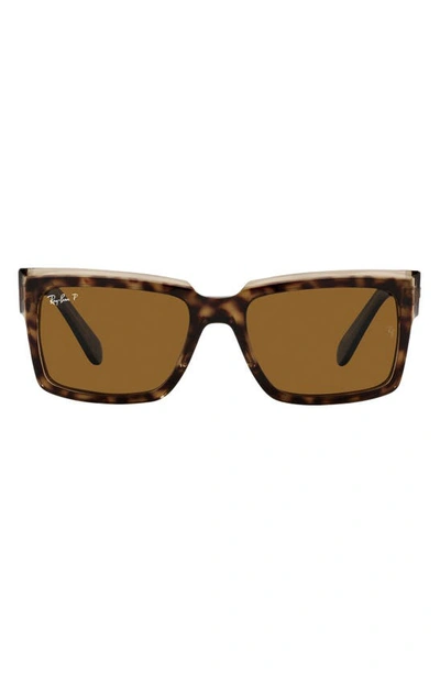 Ray Ban Inverness 54mm Polarized Pillow Sunglasses In Havana On Brown / Brown