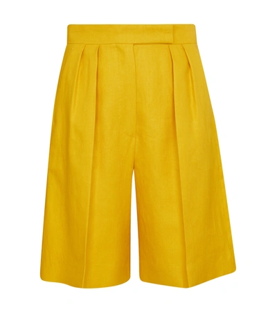 Max Mara Women's Rosi Linen Wide-leg Tailored Shorts In Yellow