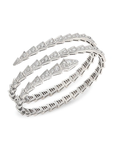 Bvlgari Women's Serpenti Viper 18k White Gold & Pavé Diamond 2-coil Bangle Bracelet In 10 White Gold