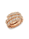 Bvlgari Serpenti Viper 2-coil Ring In 18k Rose Gold And Diamonds