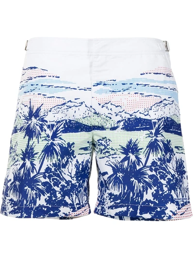 Orlebar Brown White Sand And Skydiver Pop Print Swim Shorts In Blue