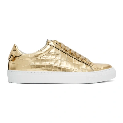 Givenchy Urban Street Metallic Croc-embossed Leather Sneakers In 715 Golden