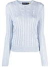 Polo Ralph Lauren Julianna Classic Cotton Cable Sweater In Pale Blue