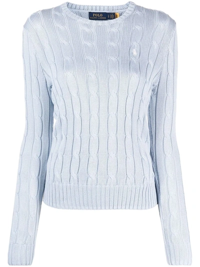 Polo Ralph Lauren Julianna Classic Cotton Cable Sweater In Pale Blue