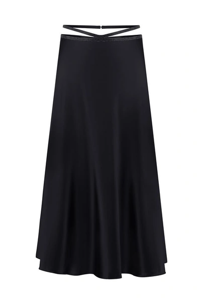 Nué Silk Midi Skirt In Black