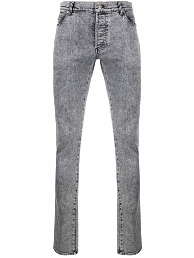 Balmain B Embroidered Slim Jeans In Black