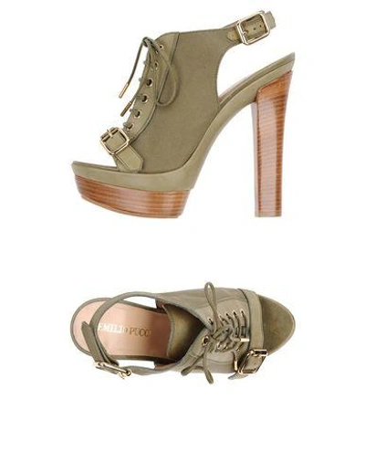 Emilio Pucci Sandals In Military Green