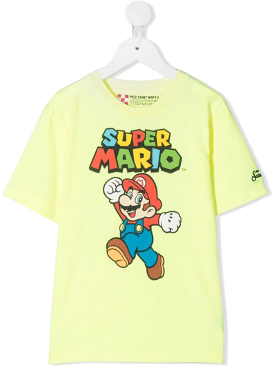 Mc2 Saint Barth Kids' Super Mario Print T-shirt In Yellow