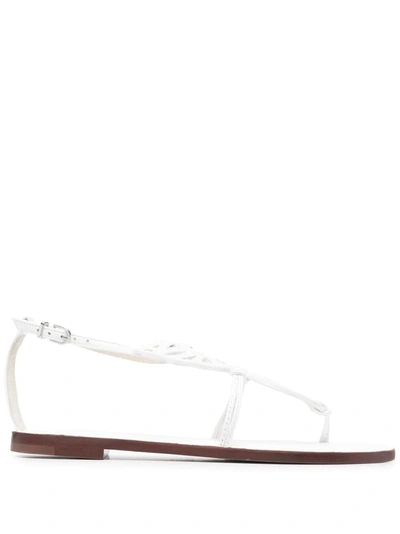 Sophia Webster Butterfly Flat Leather Sandals In White