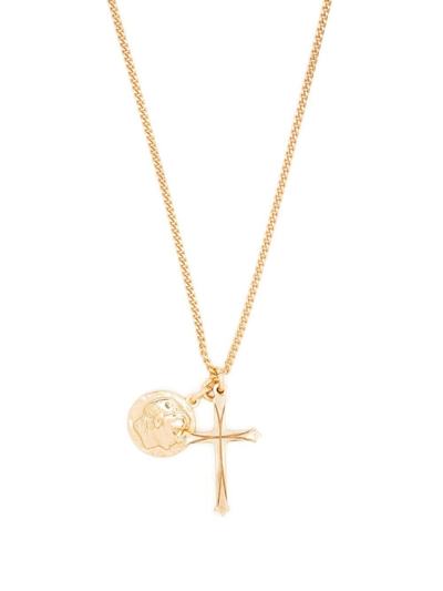 Emanuele Bicocchi Coin + Cross Pendant Necklace In Gold