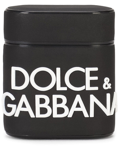 Dolce & Gabbana Rubber Airpods Case With Micro-injection Logo In Black