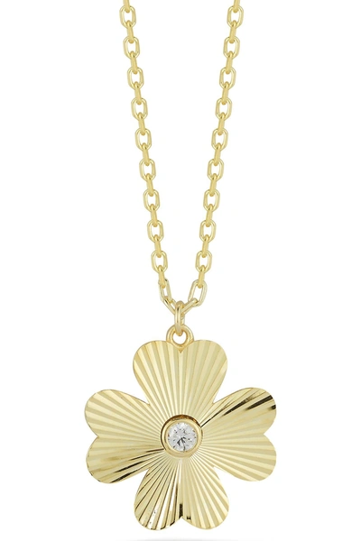 Sphera Milano Gold Vermeil Cz Clover Necklace In Yellow Gold