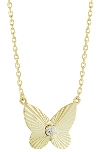 Sphera Milano Gold Vermeil Cz Butterfly Necklace In Yellow Gold