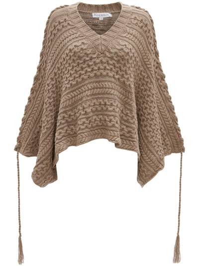 Jw Anderson Cable-knit Cotton And Hemp-blend Sweater In Brown