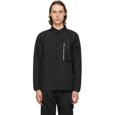 Stone Island Shadow Project Logo-patch Technical-shell Overshirt In Black