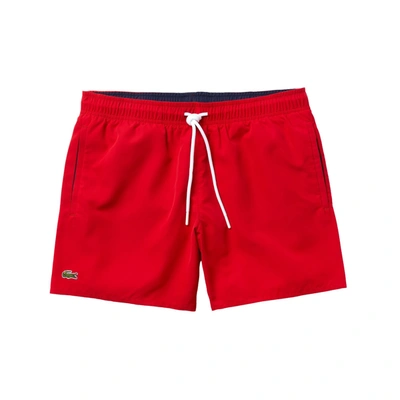 Lacoste Recycled Polyester Swim Trunks In Red