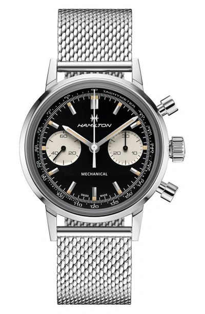 Hamilton American Classic Intra-matic Chronograph Mesh Strap Watch, 40mm In Black