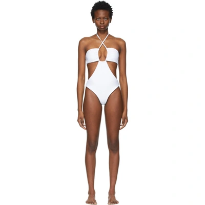 Rosetta Getty Drawstring Bandeau One Piece Swimsuit In White