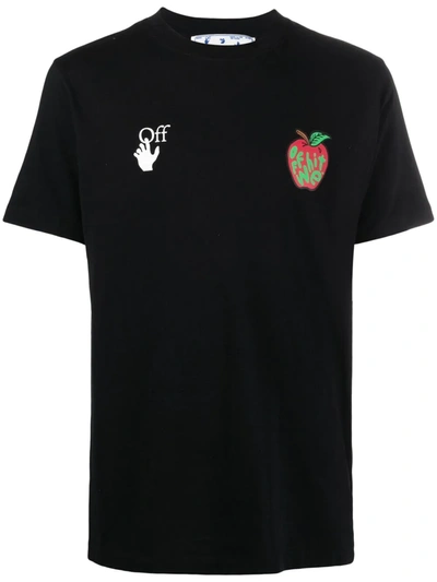 Off-white Apple Logo Slim Fit Graphic Tee In Black