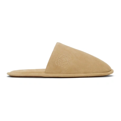 Loewe 10mm Padded Suede Slippers In Beige