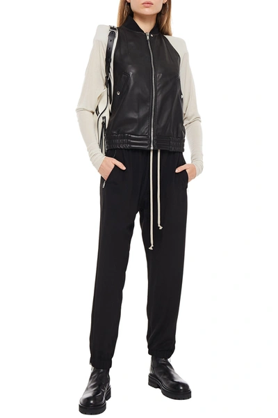 Rick Owens Crepe De Chine Track Pants In Black