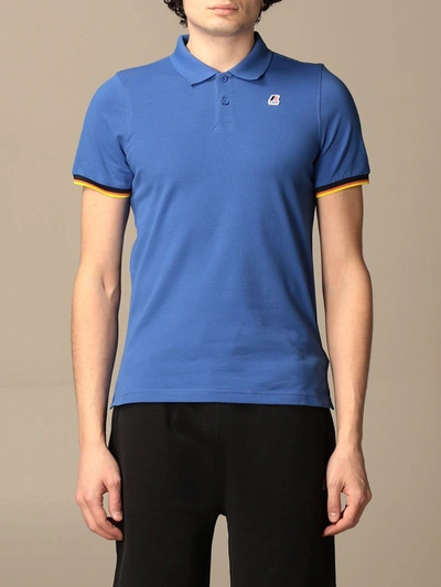 K-way Vincent Contrast Stretch Polo In Blue