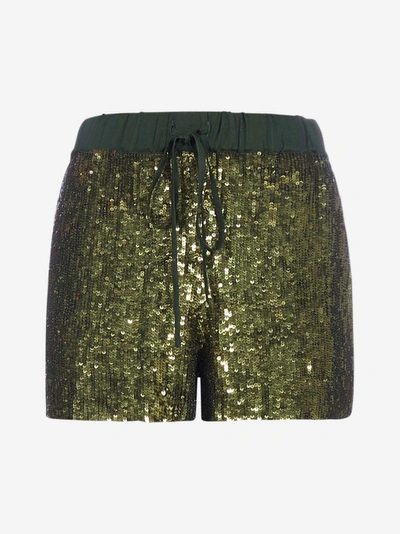 P.a.r.o.s.h Gorpla Sequins Viscose Shorts In Verde Militar