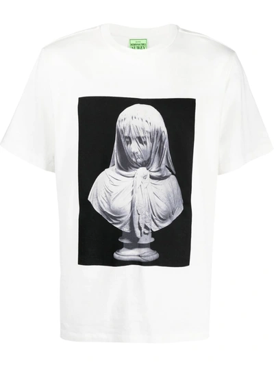 Trussardi Oversized Cotton T-shirt With Print In White