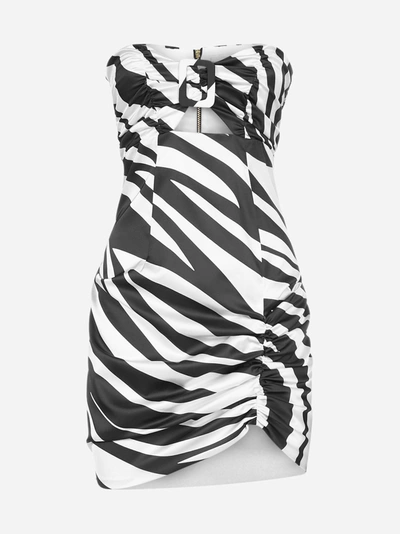 Nineminutes The Abigail Zebra Print Satin Dress In Unico