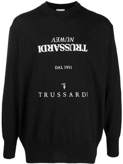 Trussardi Logo Print Jumper In Black